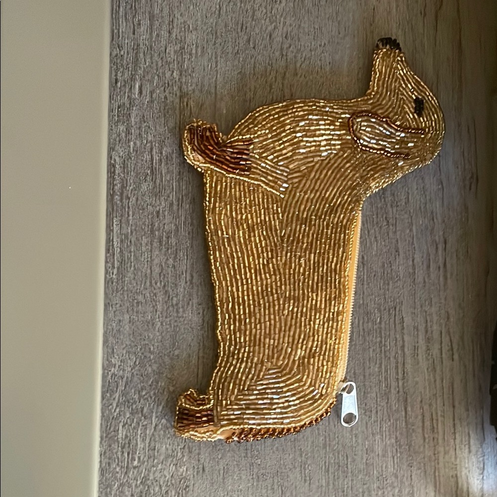 Beaded Gold Dog Clutch